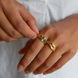 Ring Nora in Petrol Green