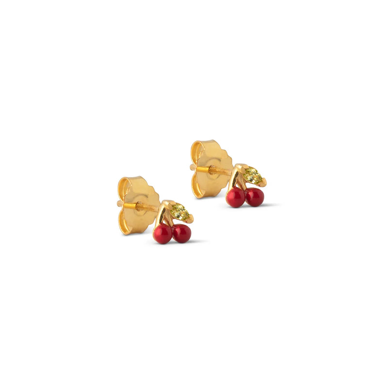 Ohrring Cherry in Gold/ Red