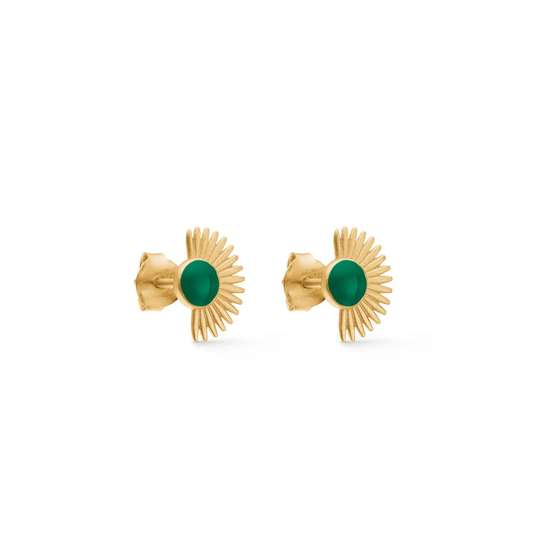 Ohrringe Soleil in Gold/ Petrol Green