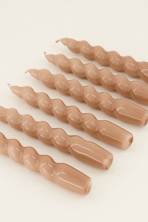 Kerzenset Twisted in Beige