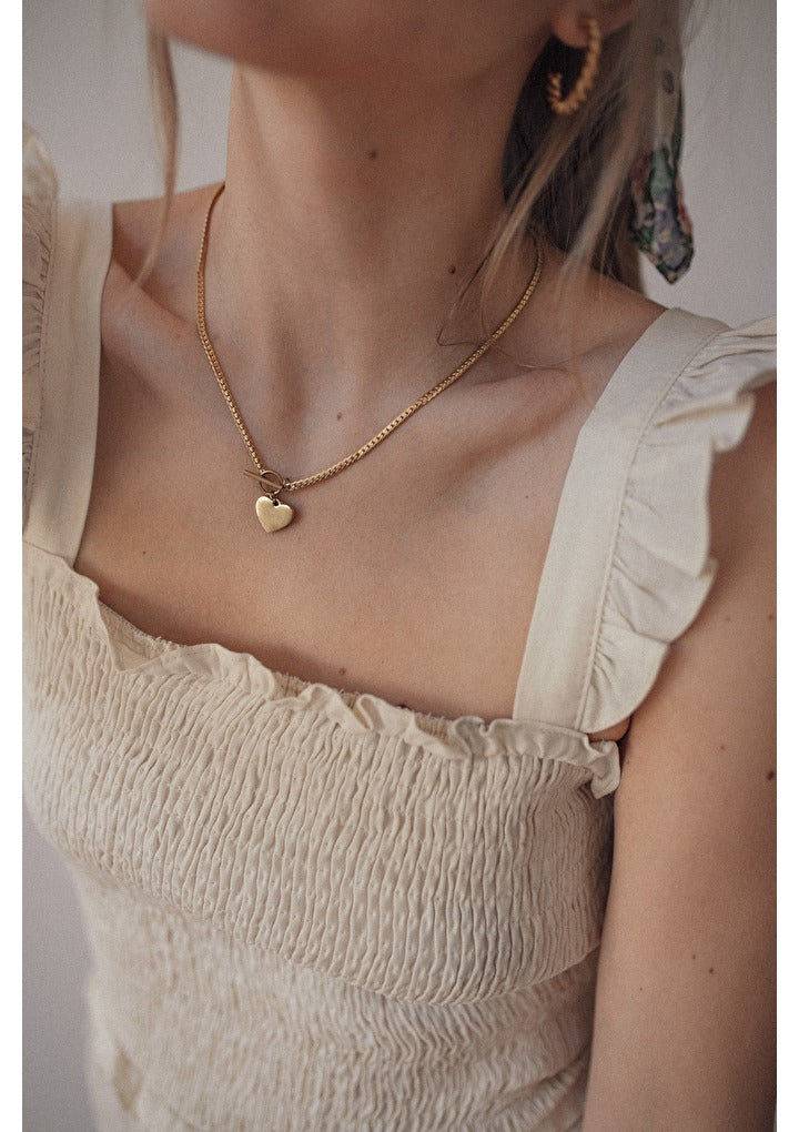 Herz Kette mit T-Steg in Gold