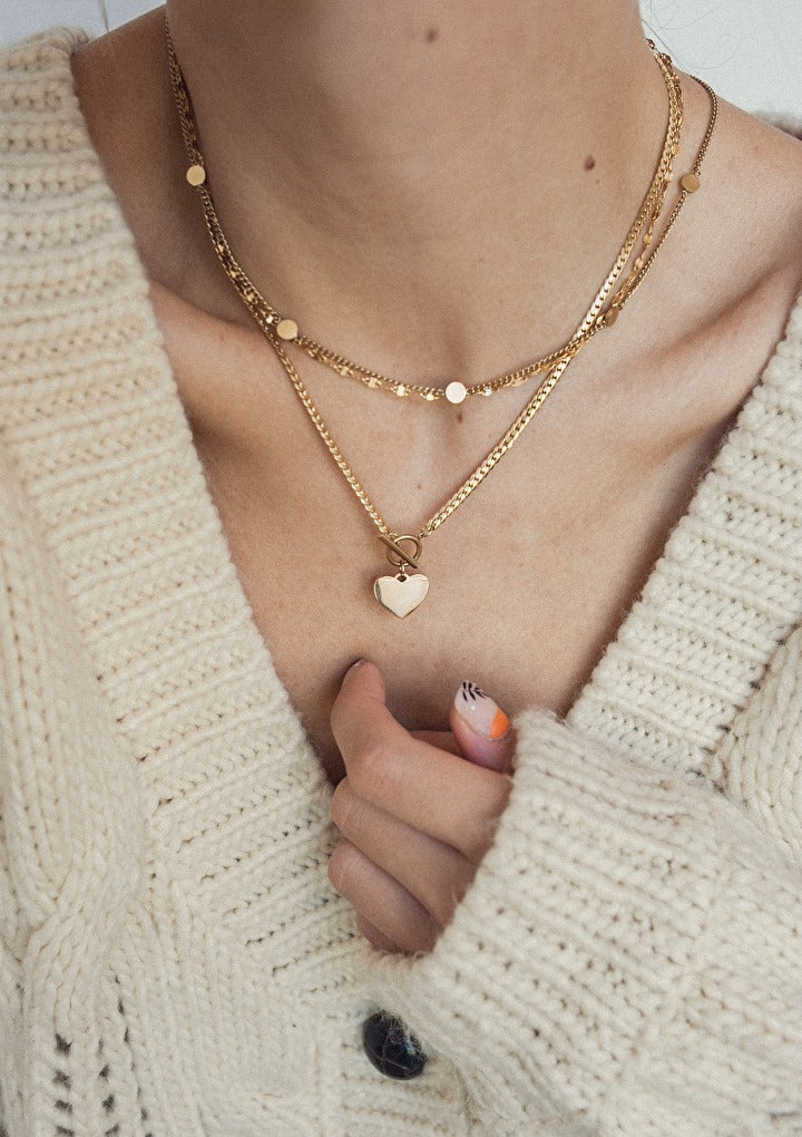 Herz Kette mit T-Steg in Gold