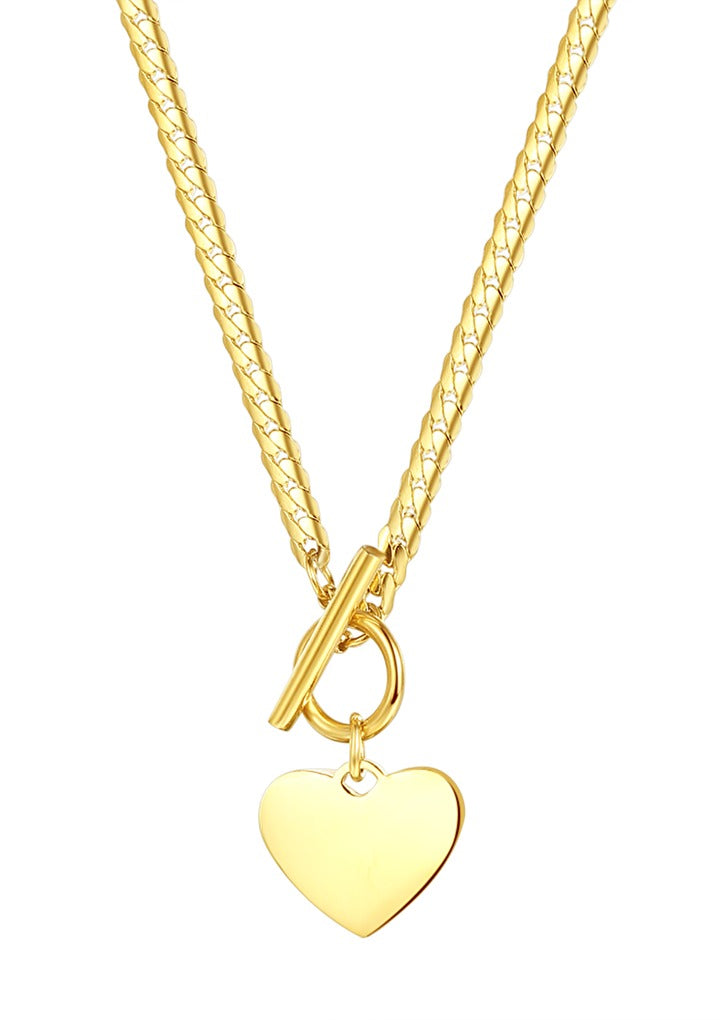 Herz Kette mit T-Steg in Gold