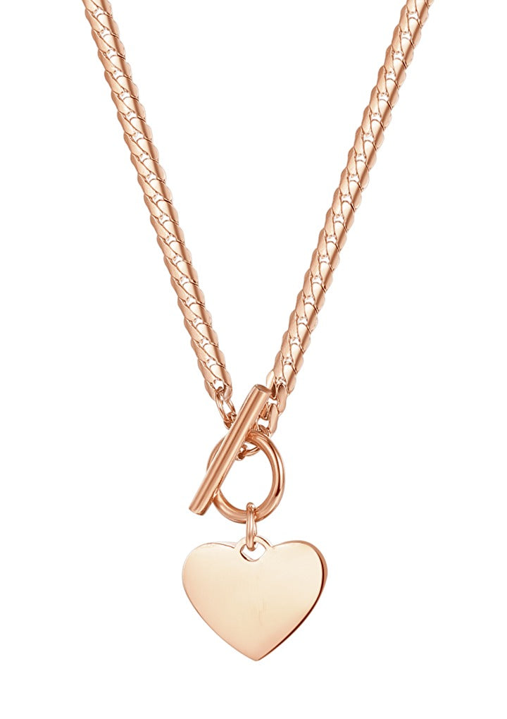 Herz Kette mit T-Steg in Rosegold