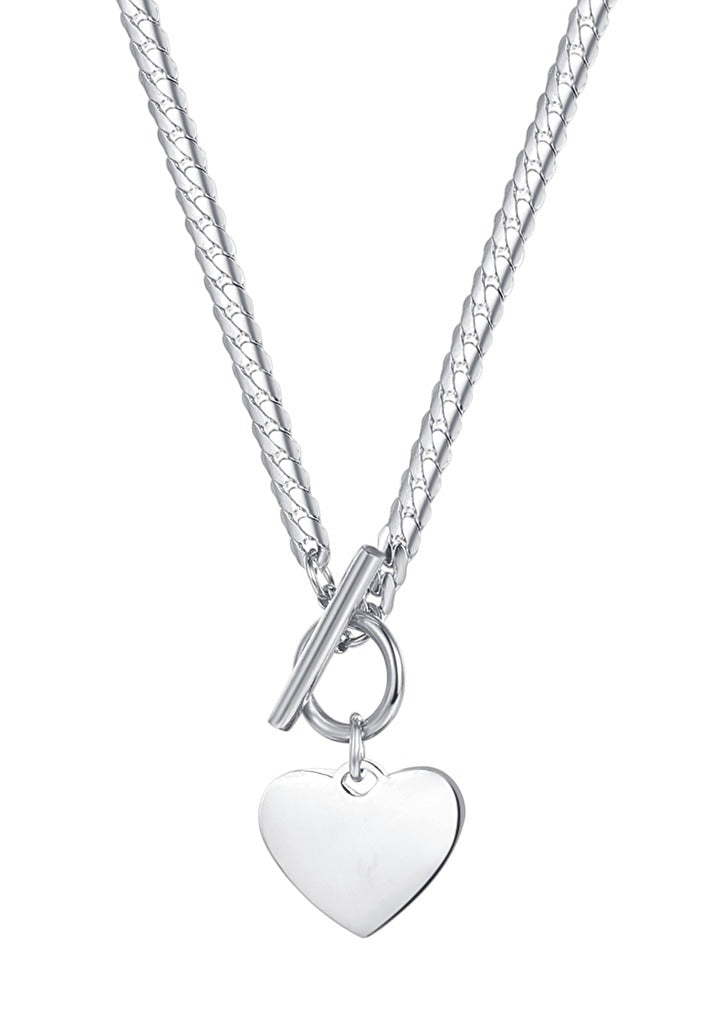 Herz Kette mit T-Steg in Silber