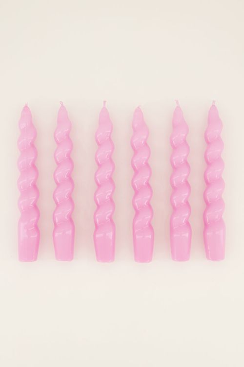 Kerzenset Twisted in Hellrosa