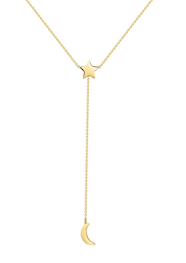 Stern und Mond Y Kette Lasso in Gold